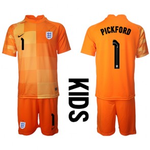 England Jordan Pickford #1 Goalkeeper Replica Away Stadium Kit for Kids World Cup 2022 Short Sleeve (+ pants)